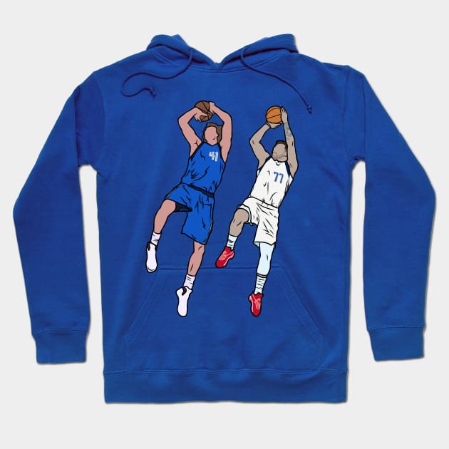 Dirk Nowitzki and Luka Doncic Fadeaway Hoodie by rattraptees